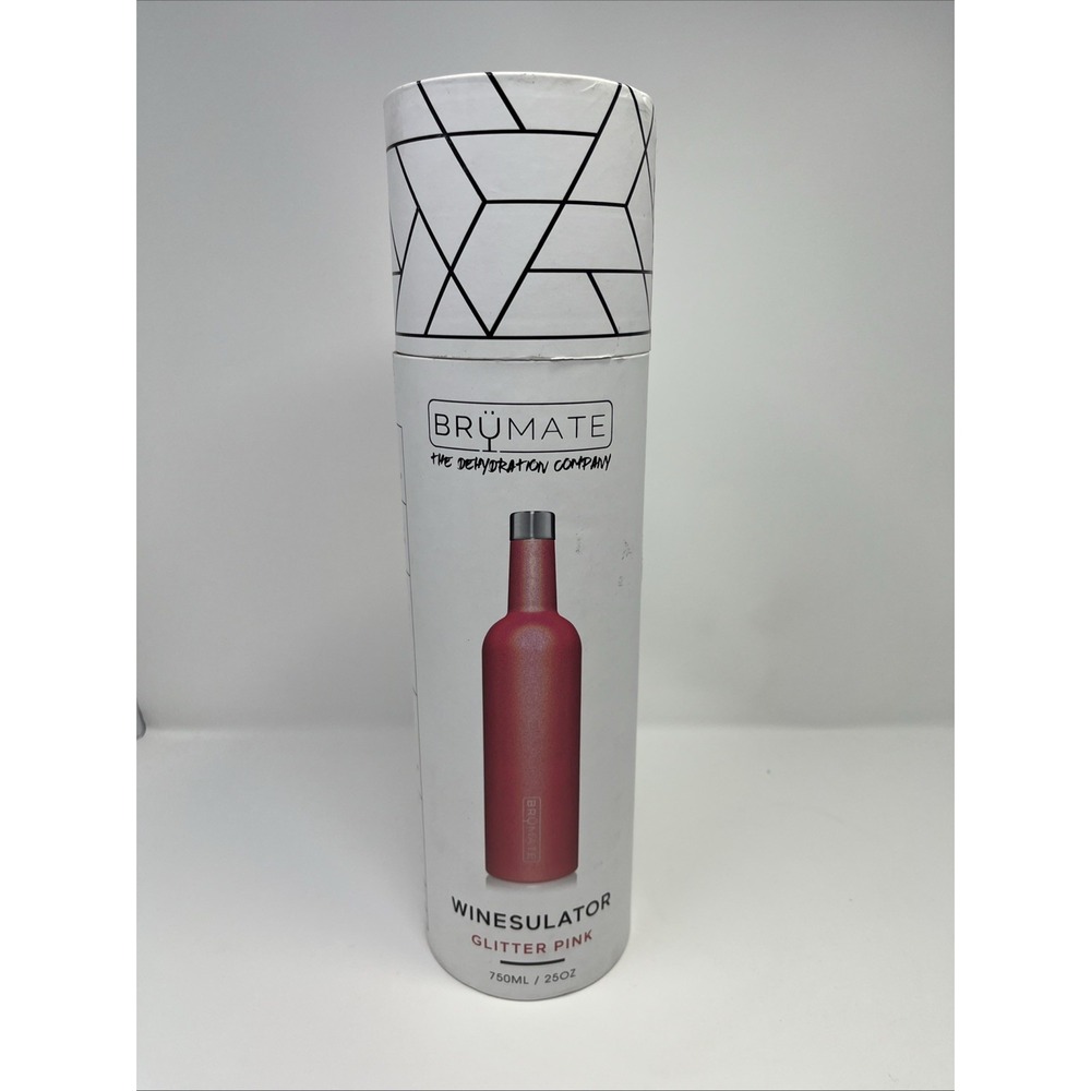 BRAND NEW~BRUMATE WINESULATOR (GLITTER PINK)‎ 25oz Insulated Wine Canteen